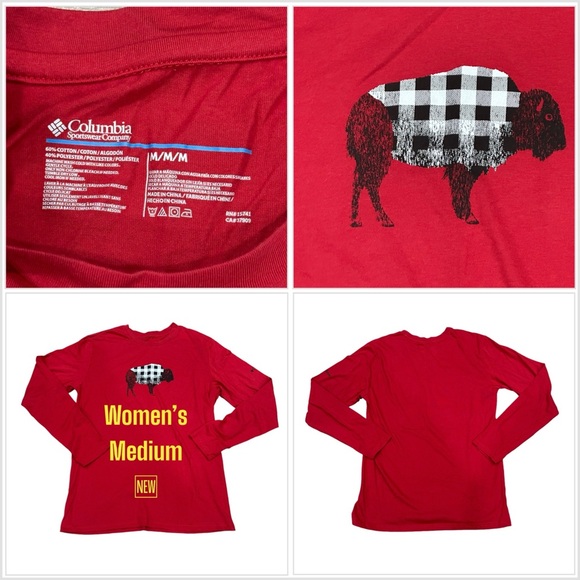 Columbia Tops - Women's Columbia M Medium 8 - 10 Crewneck Long Sleeve Shirt Red Plaid Buffalo